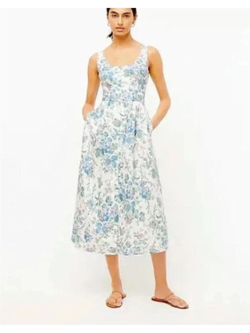 J.Crew Button-Front Cotton Poplin Dress in English Garden Size 00